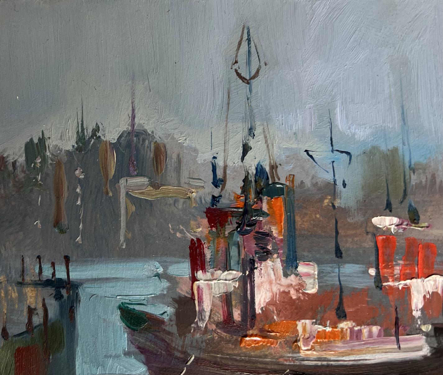 OIl painting Ship at the pier Yuriy Suprunchuk