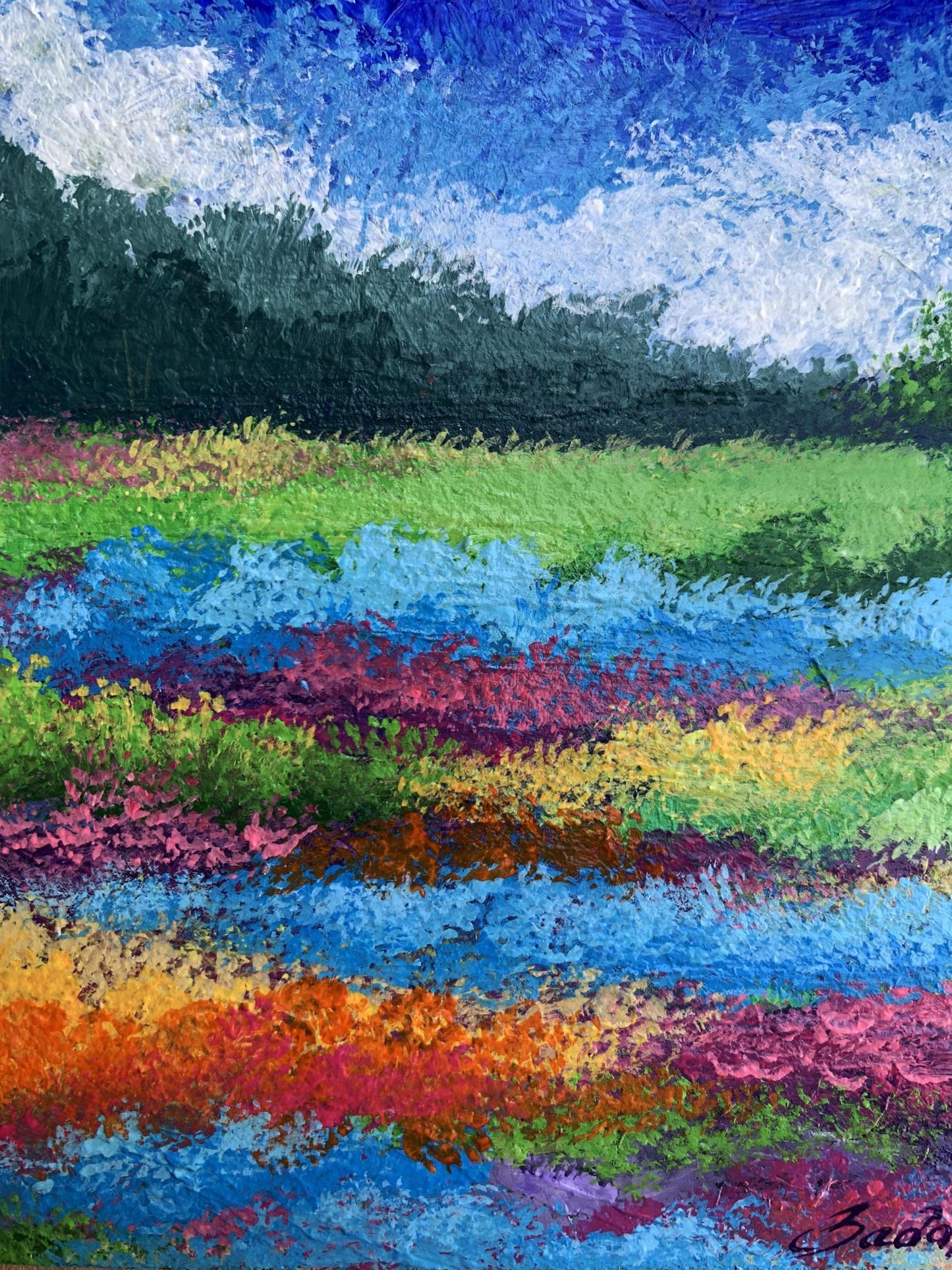 Oil painting Fields of flowers V. Zadorozhnya