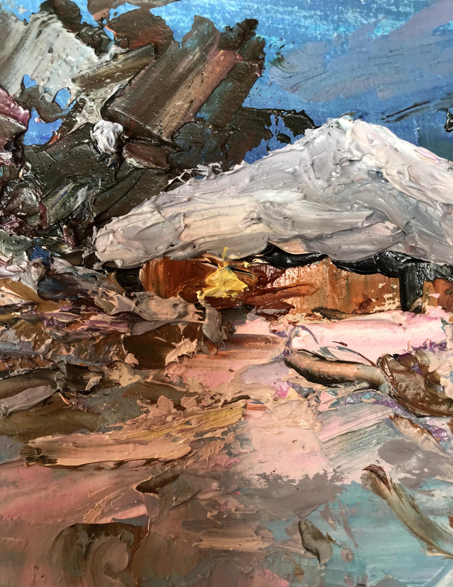 Oil painting Winter countryside