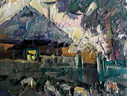 Oil Painting Nature Landscape Village landscape Art 