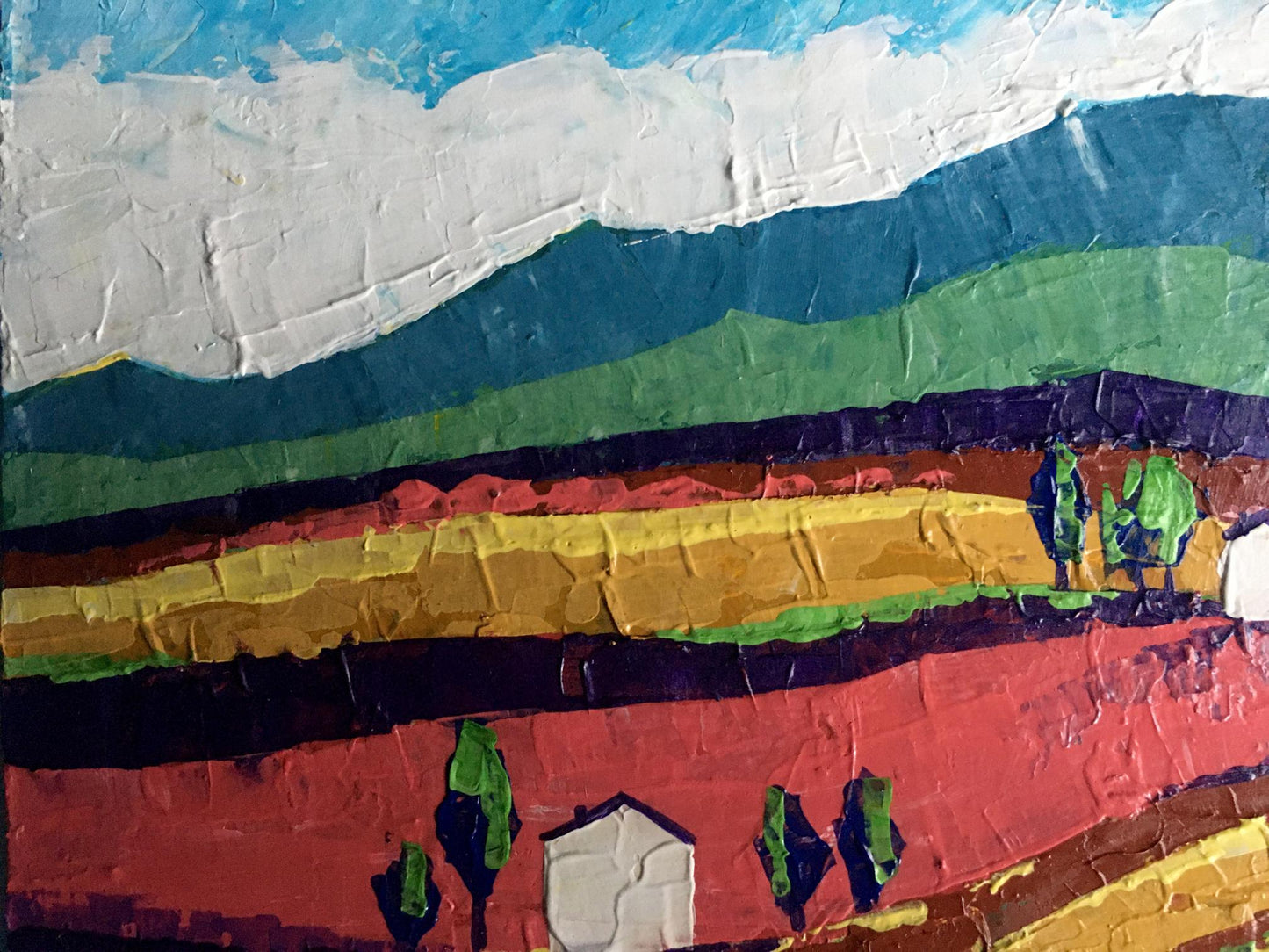 Oil painting Colorful fields on a sunny day V. Zadorozhnya