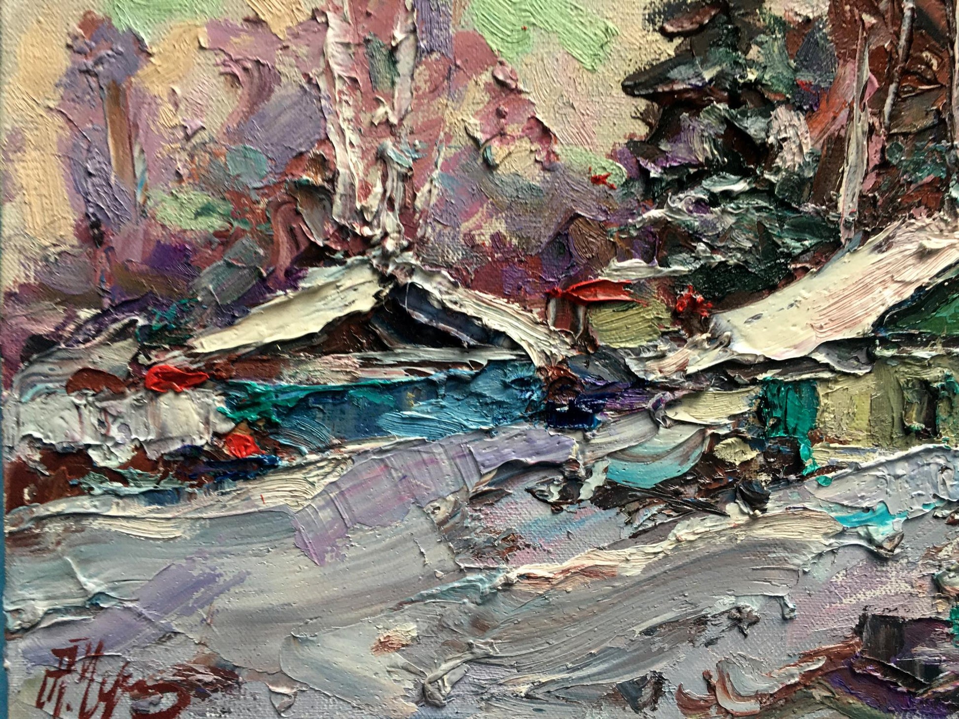 Oil painting village 