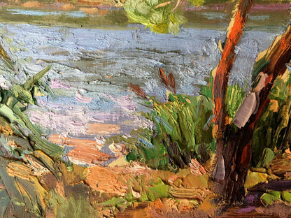 Oil painting Near the lake Batrakov Vladimir Grigorievich