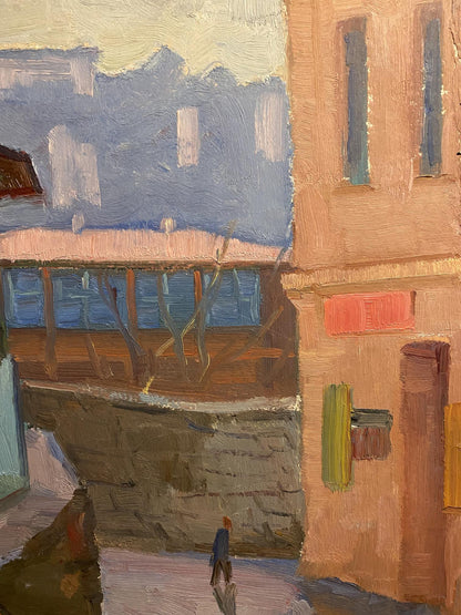 Oil painting Street bustle Nikolai Hrustalenko