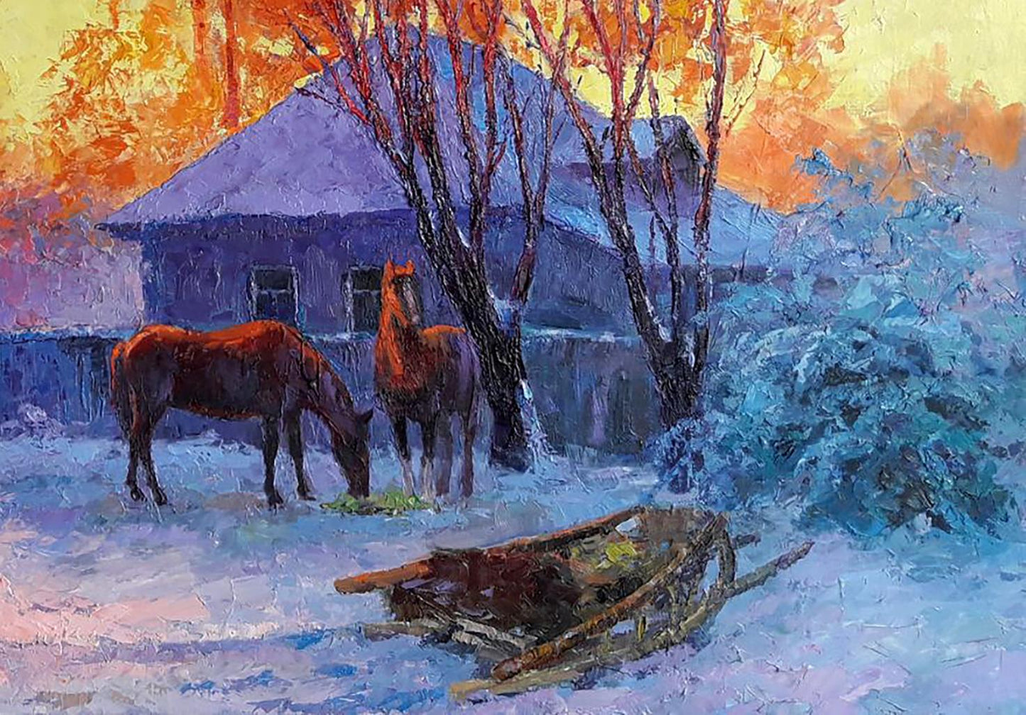 Oil painting Winter evening Serdyuk Boris Petrovich