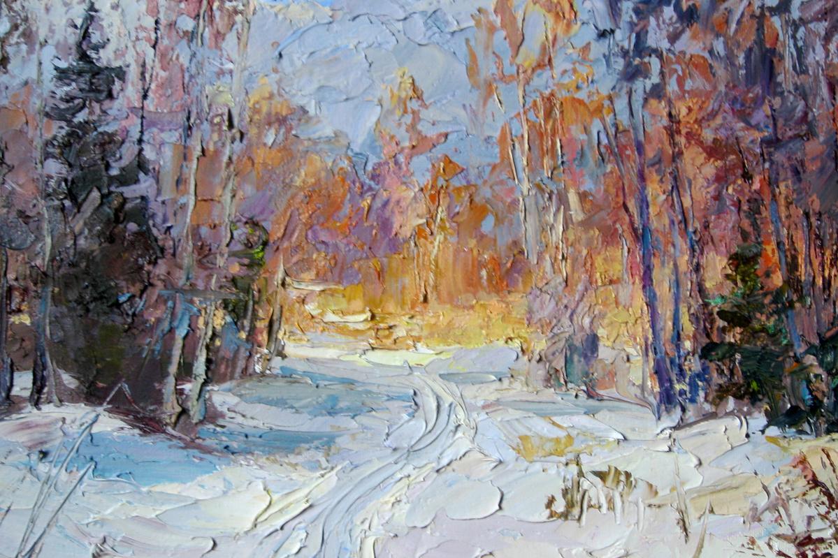 Oil painting Last rays of sun in winter Boris Serdyuk