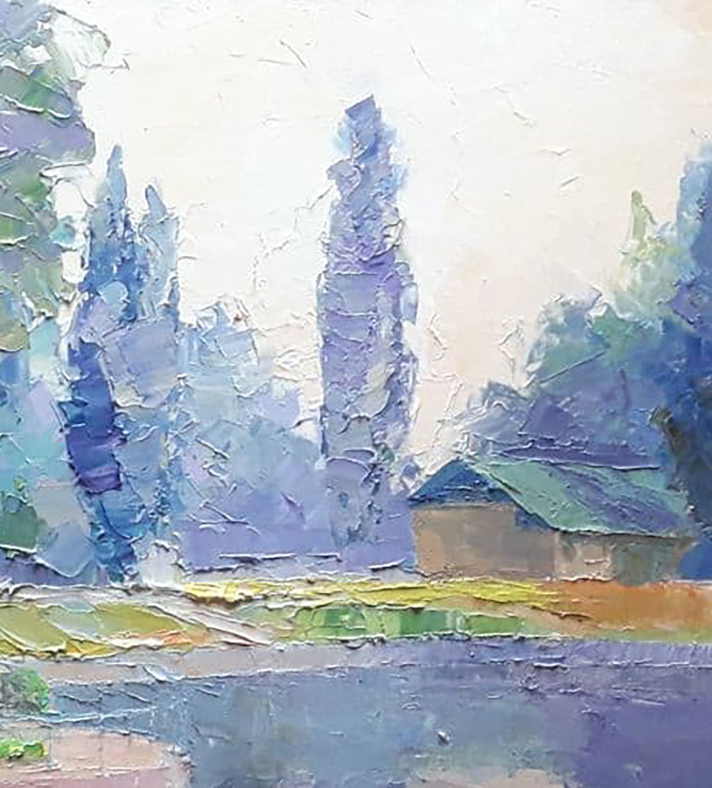 Oil rendition of a city garden by Boris Petrovich Serdyuk