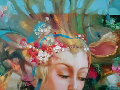 Abstract oil painting White rose Anatoly Tarabanov