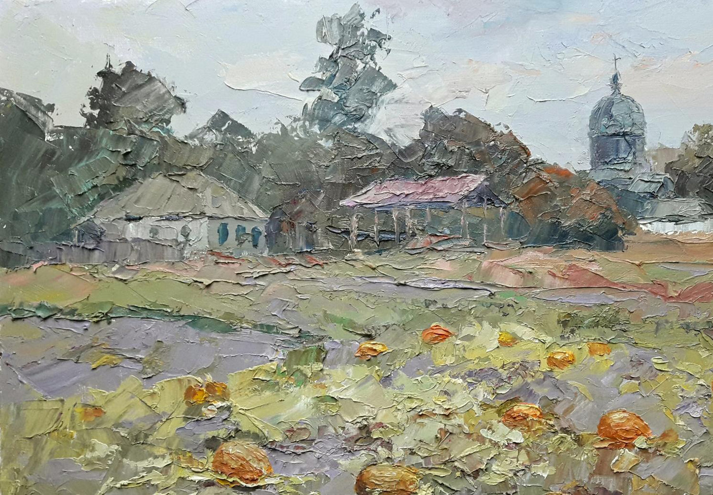 Oil painting Pumpkin in the garden Serdyuk Boris Petrovich