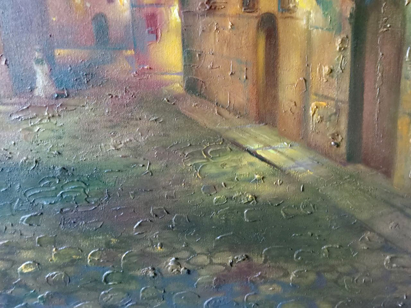 Oil painting Illuminated streets of the night city Anatoly Tarabanov