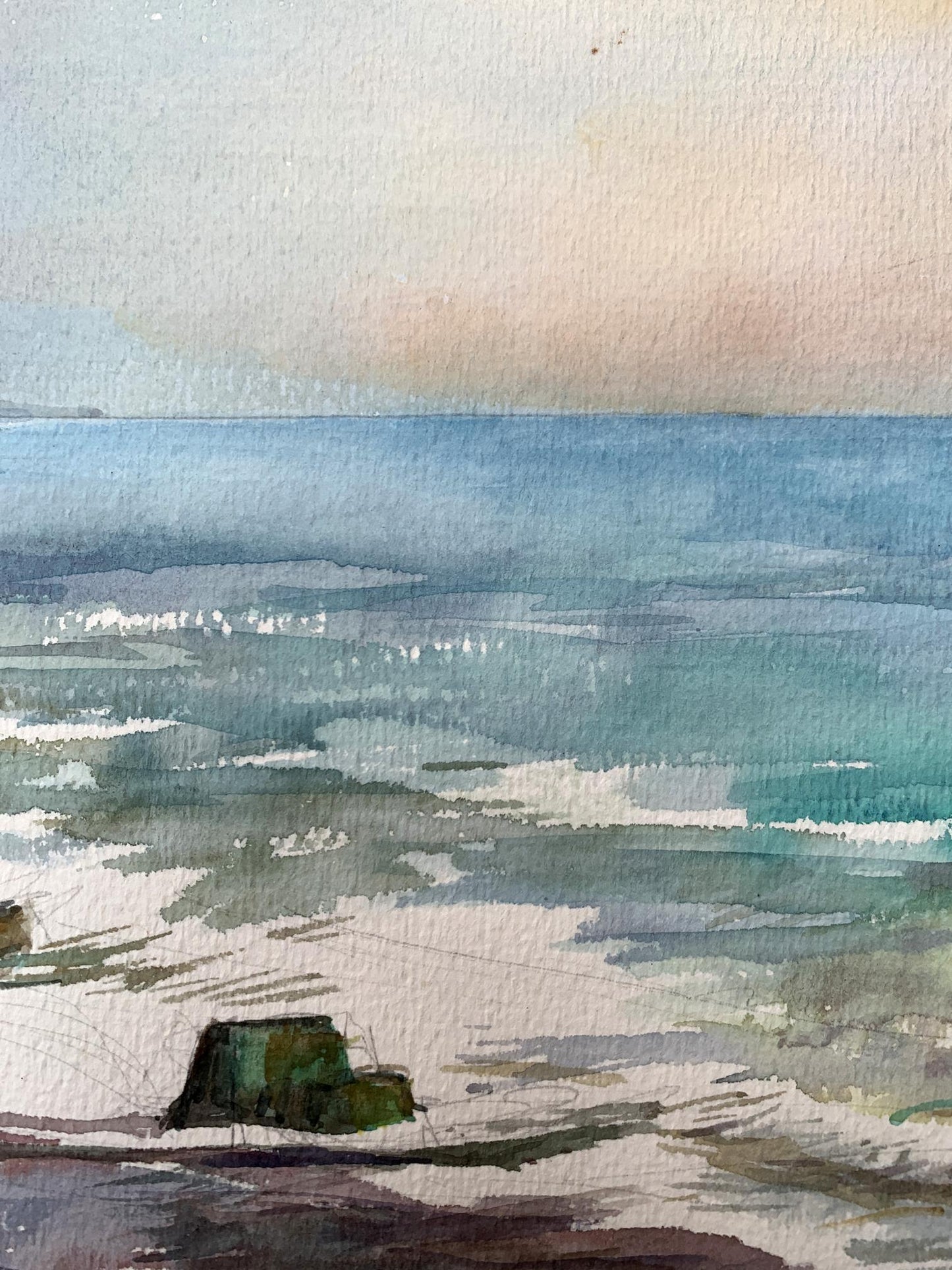 Watercolor painting Sea silence Unknown artist