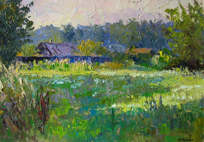 Oil depiction of a farm in Sumy by Boris Petrovich Serdyuk