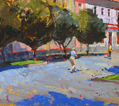 Oil painting Summer in the city Egor Shvachunov