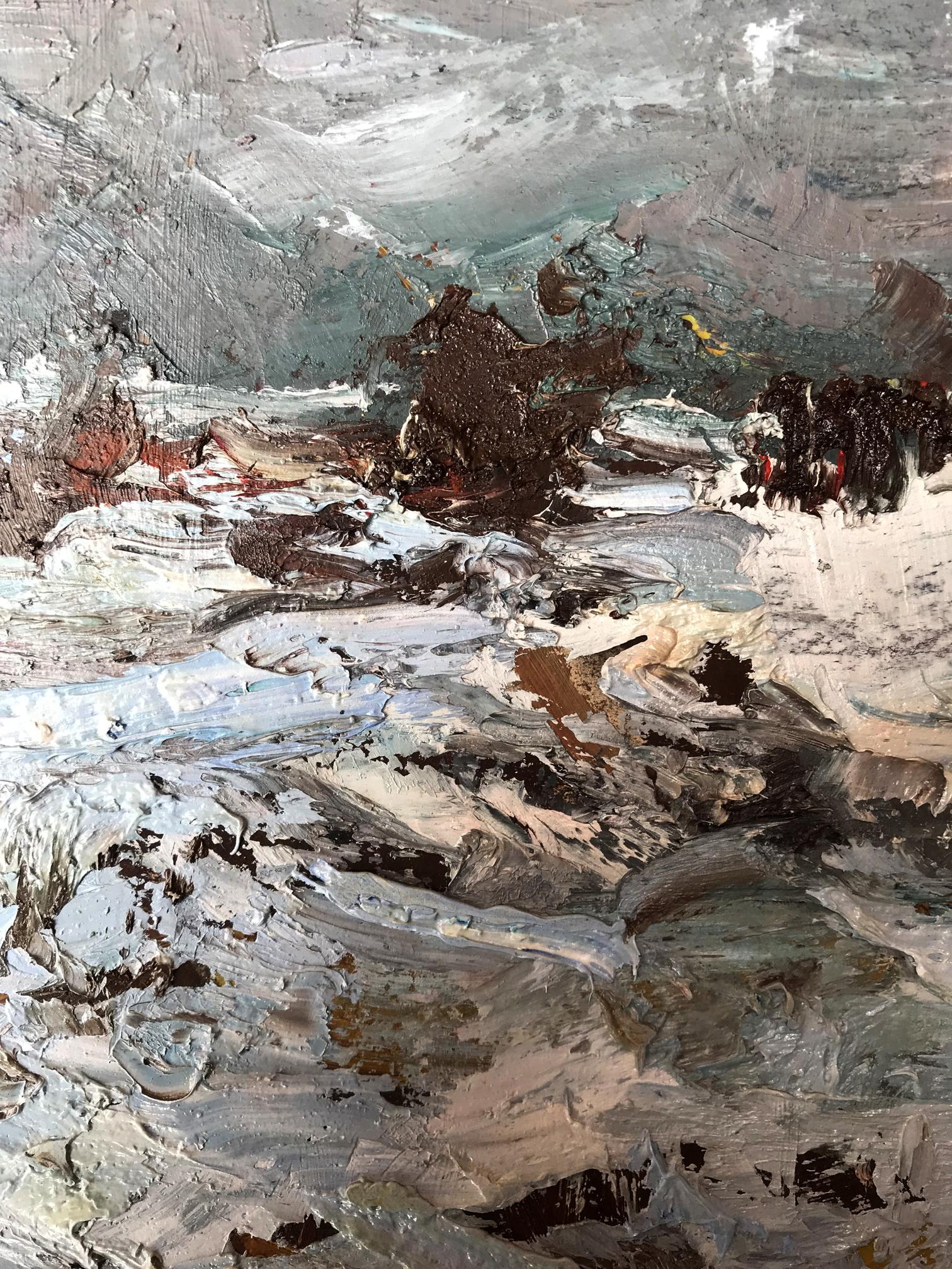 Oil painting Winter countryside