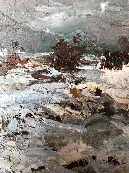 Oil painting Winter countryside
