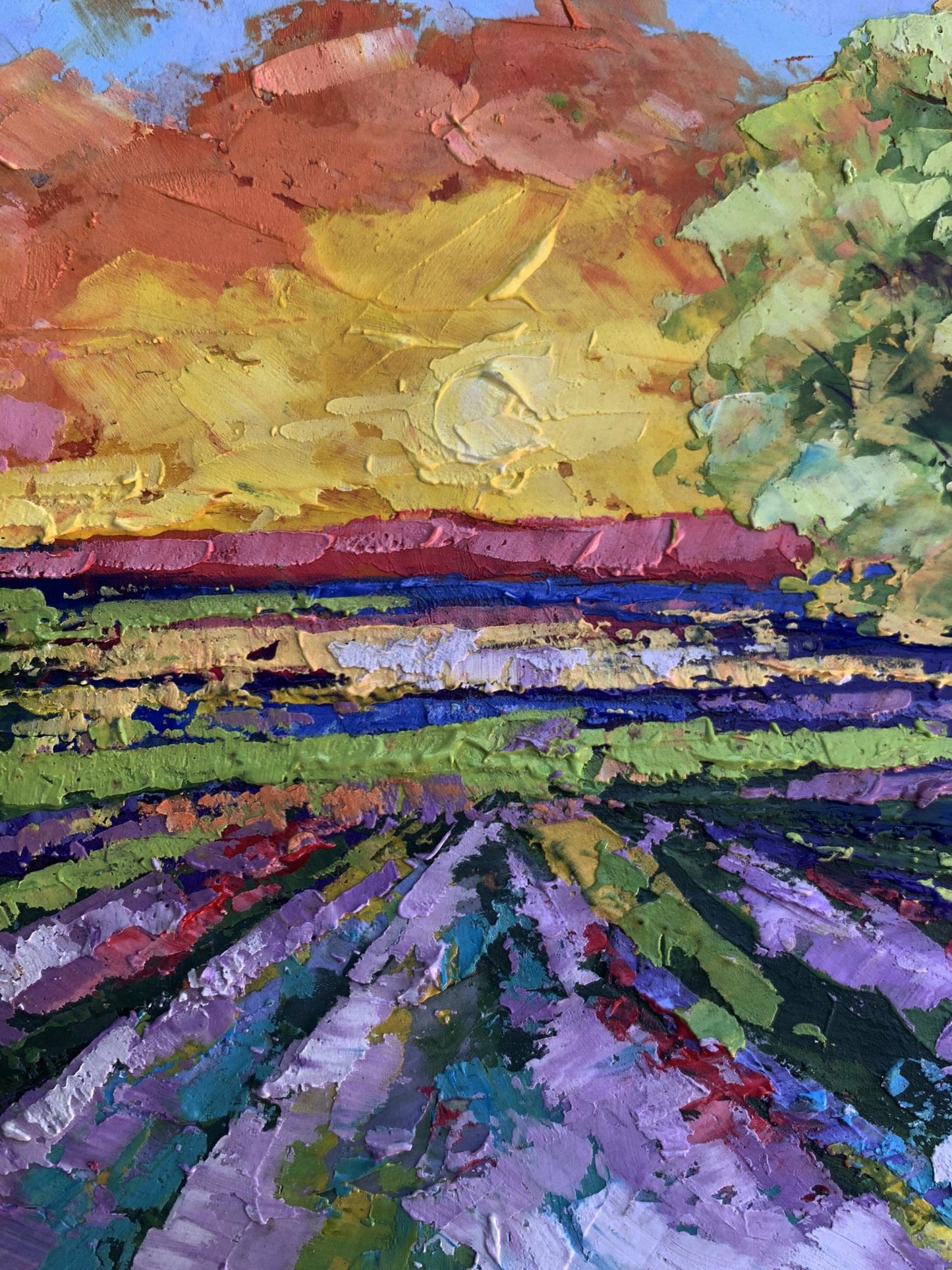 Oil painting Sunset in the field V. Zadorozhnya