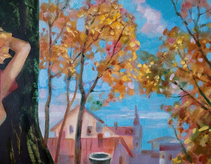 Abstract oil painting Golden autumn Anatoly Tarabanov