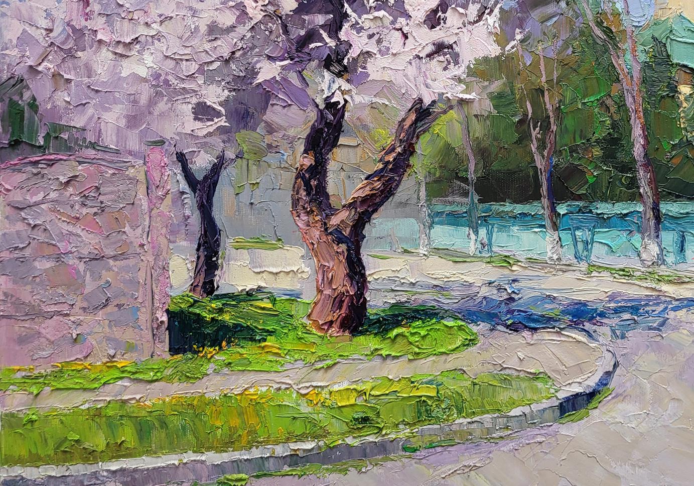 Oil painting Apricot blossom Boris Serdyuk