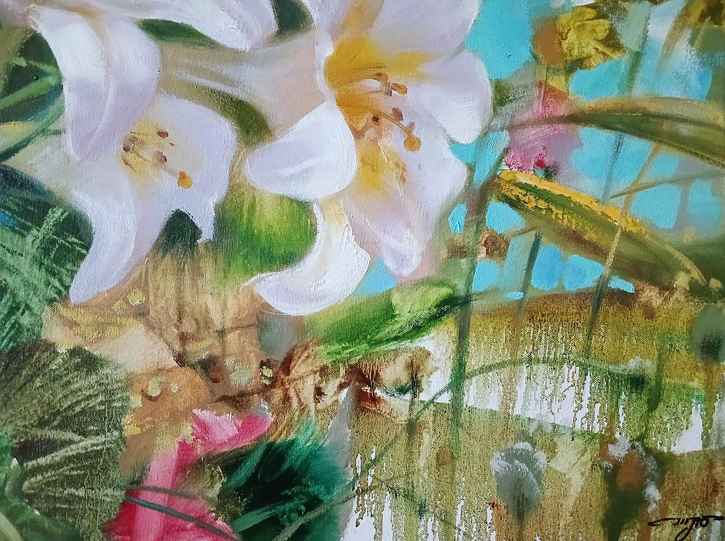 Abstract oil painting Summer flowers Anatoly Tarabanov