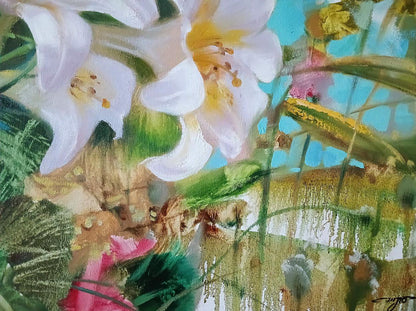 Abstract oil painting Summer flowers Anatoly Tarabanov