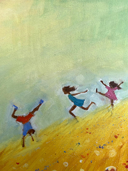 Oil painting Children's happiness Unknown artist