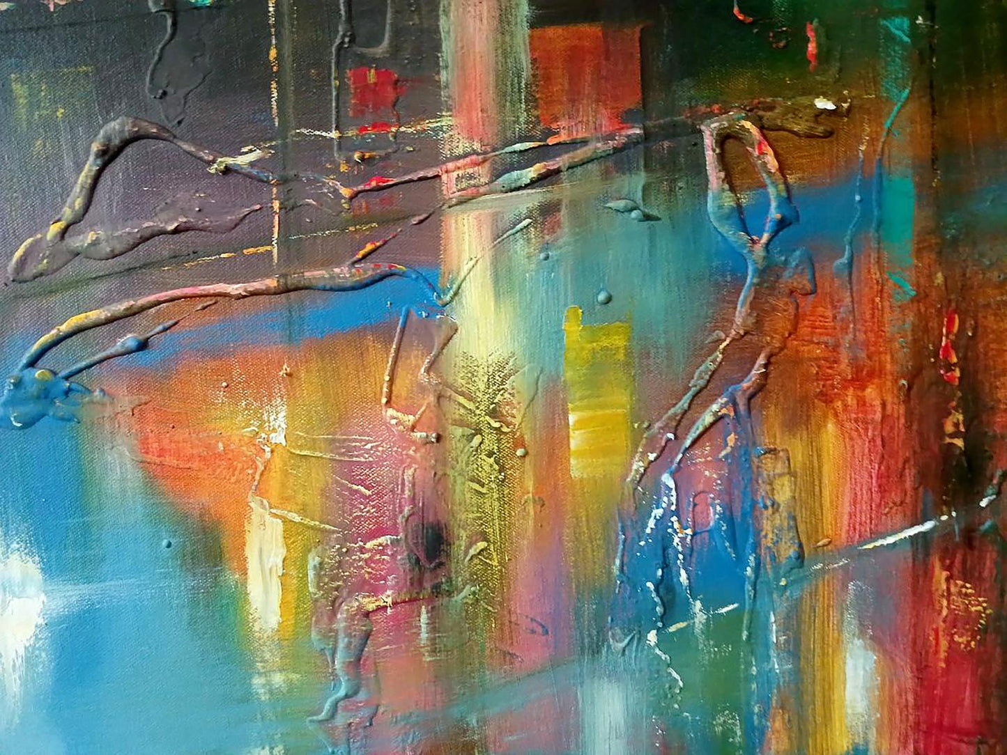 Abstract oil painting Night city lights Anatoly Tarabanov