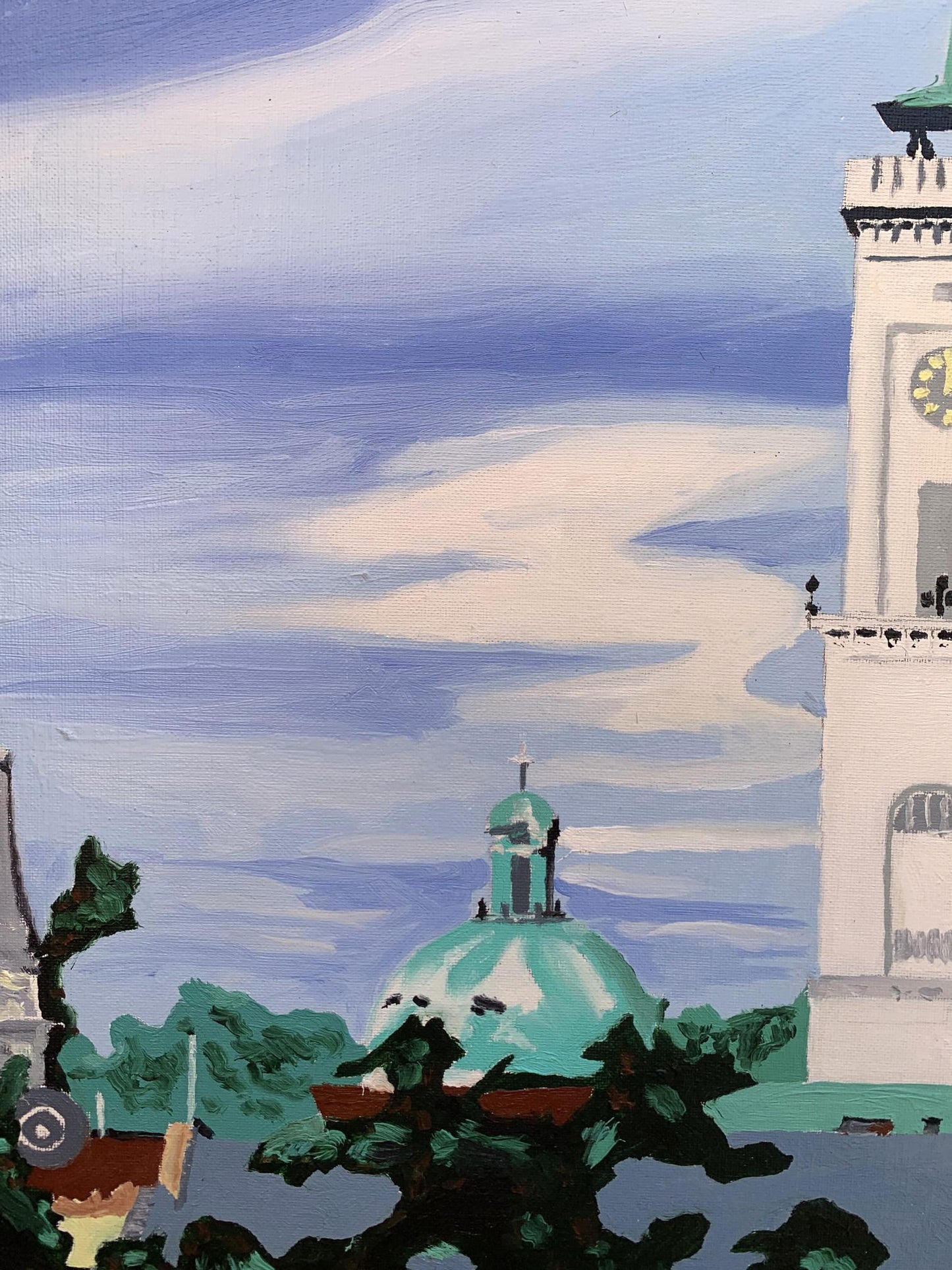 Oil painting City Tower Oleksandr Gukalov