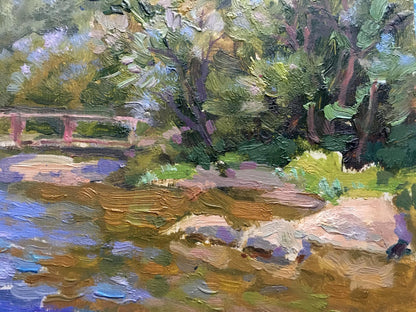 Oil painting Bridge over river Batrakov Vladimir Grigorievich