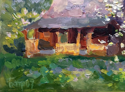 Oil painting Apple trees bloom Batrakov Vladimir Grigorievich