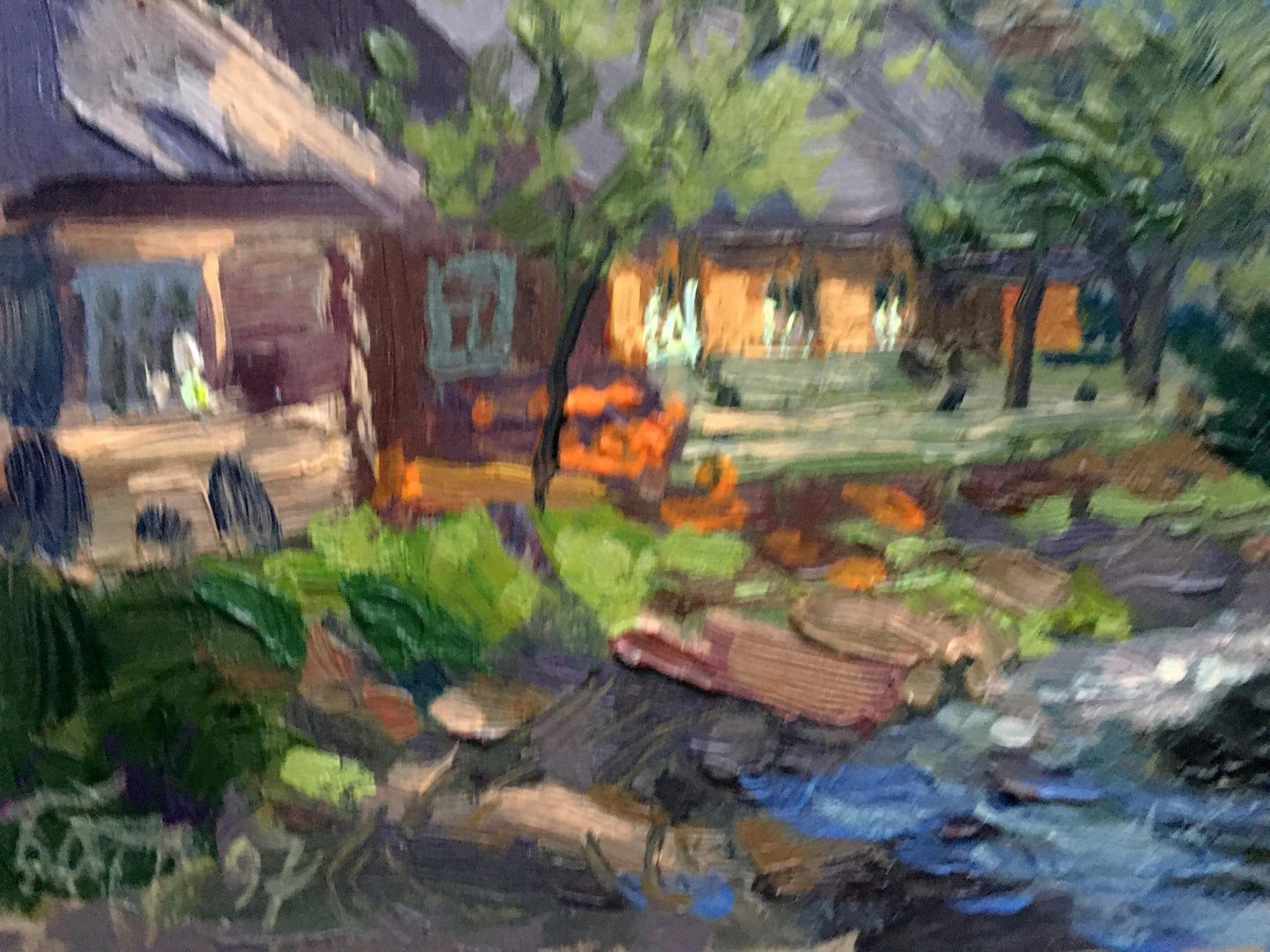 Oil painting Transcarpathian village Batrakov Vladimir Grigorievich