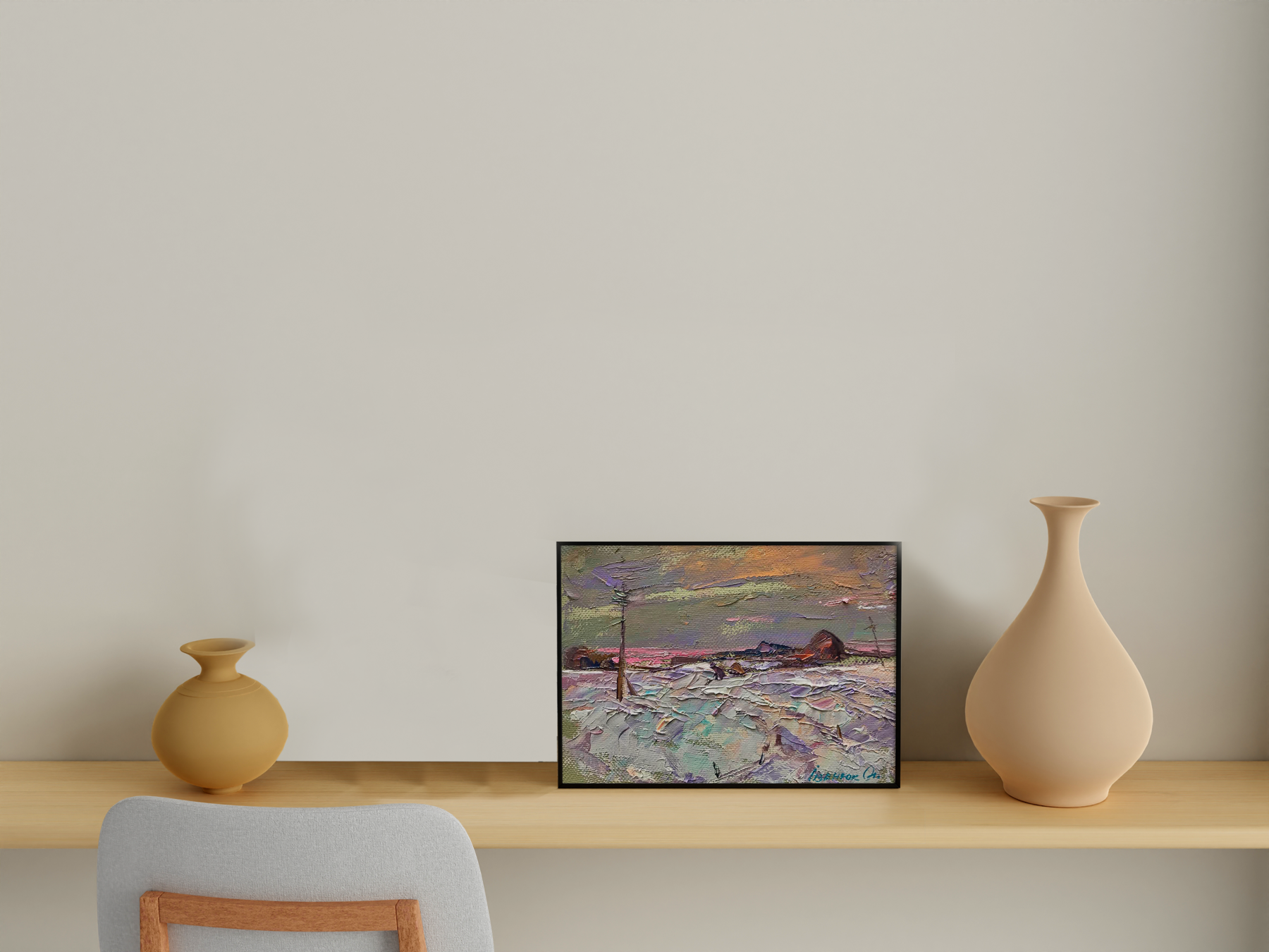 Oil Painting Nature Landscape Village landscape Art 