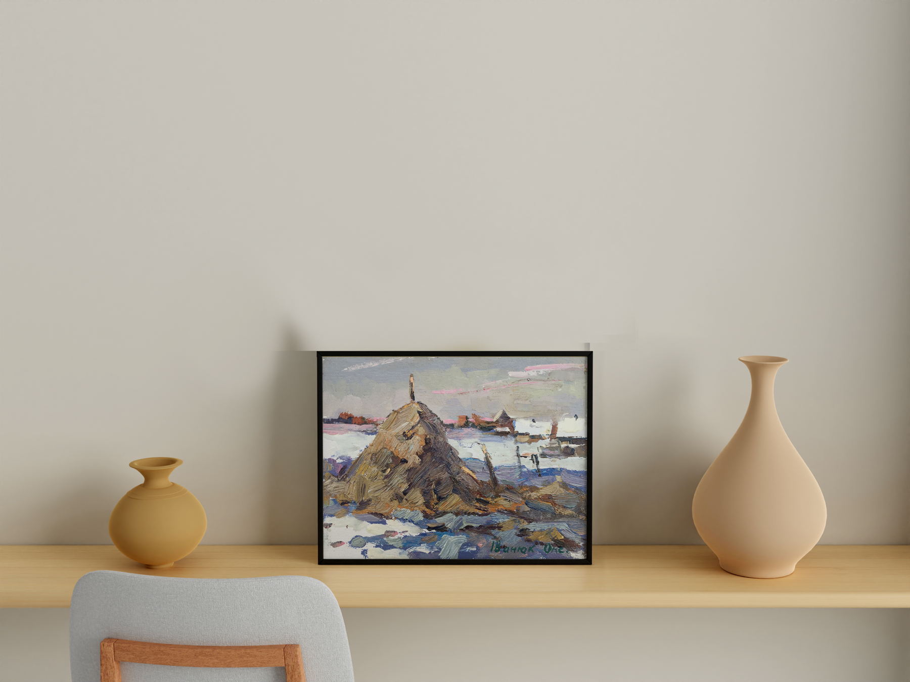 Oil painting the village 