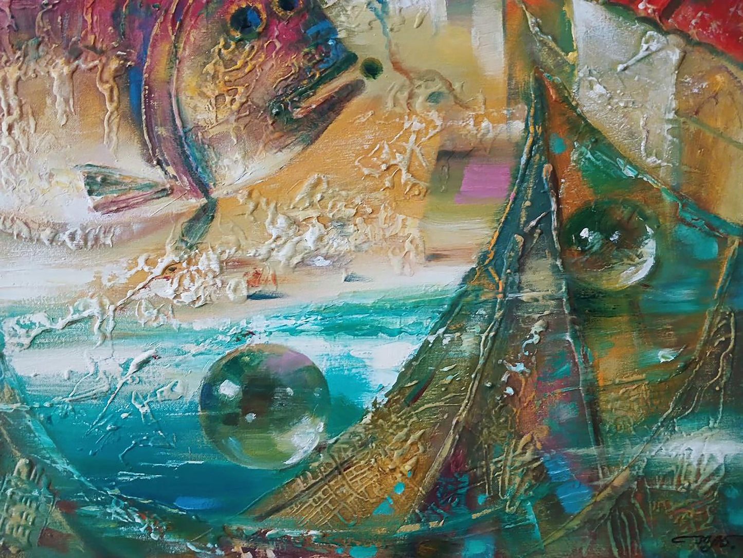 Abstract oil painting Big fish Anatoly Tarabanov