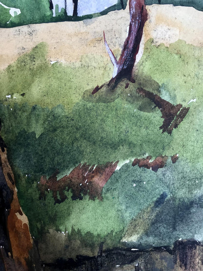 Watercolor painting Rest in the woods Unknown artist