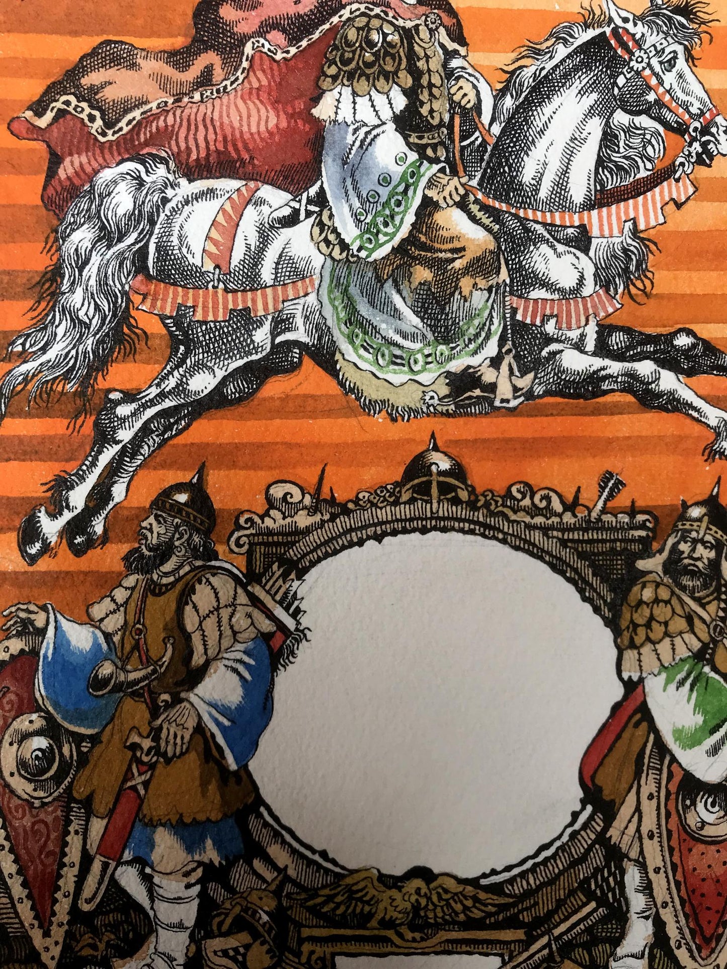 Watercolor painting King on horseback Alexander Arkadievich Litvinov