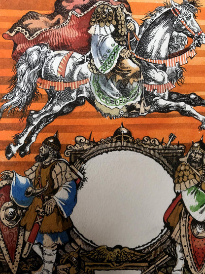 Watercolor painting King on horseback Alexander Arkadievich Litvinov