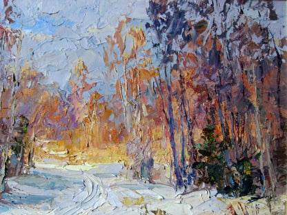 Oil painting Last rays of sun in winter Boris Serdyuk