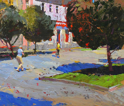Oil painting Summer in the city Egor Shvachunov