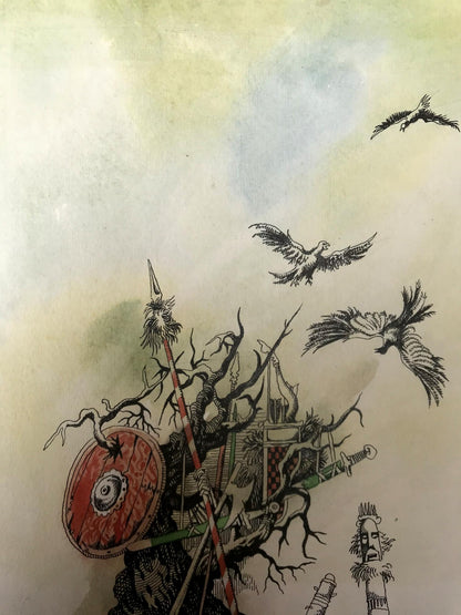 Watercolor painting On the battlefield Alexander Arkadievich Litvinov