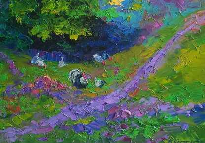 Oil painting Evening and yellow sunset Boris Serdyuk
