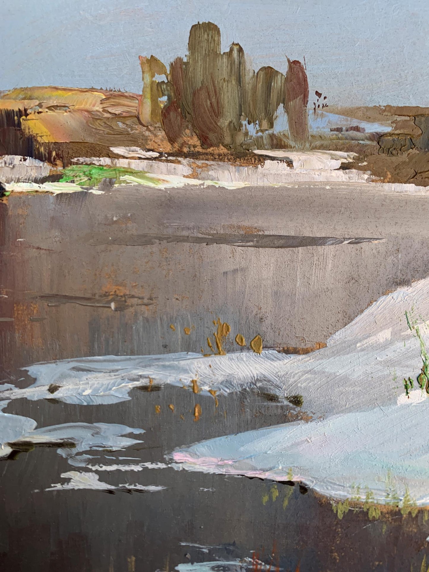 OIl painting Thawed river Yuriy Suprunchuk