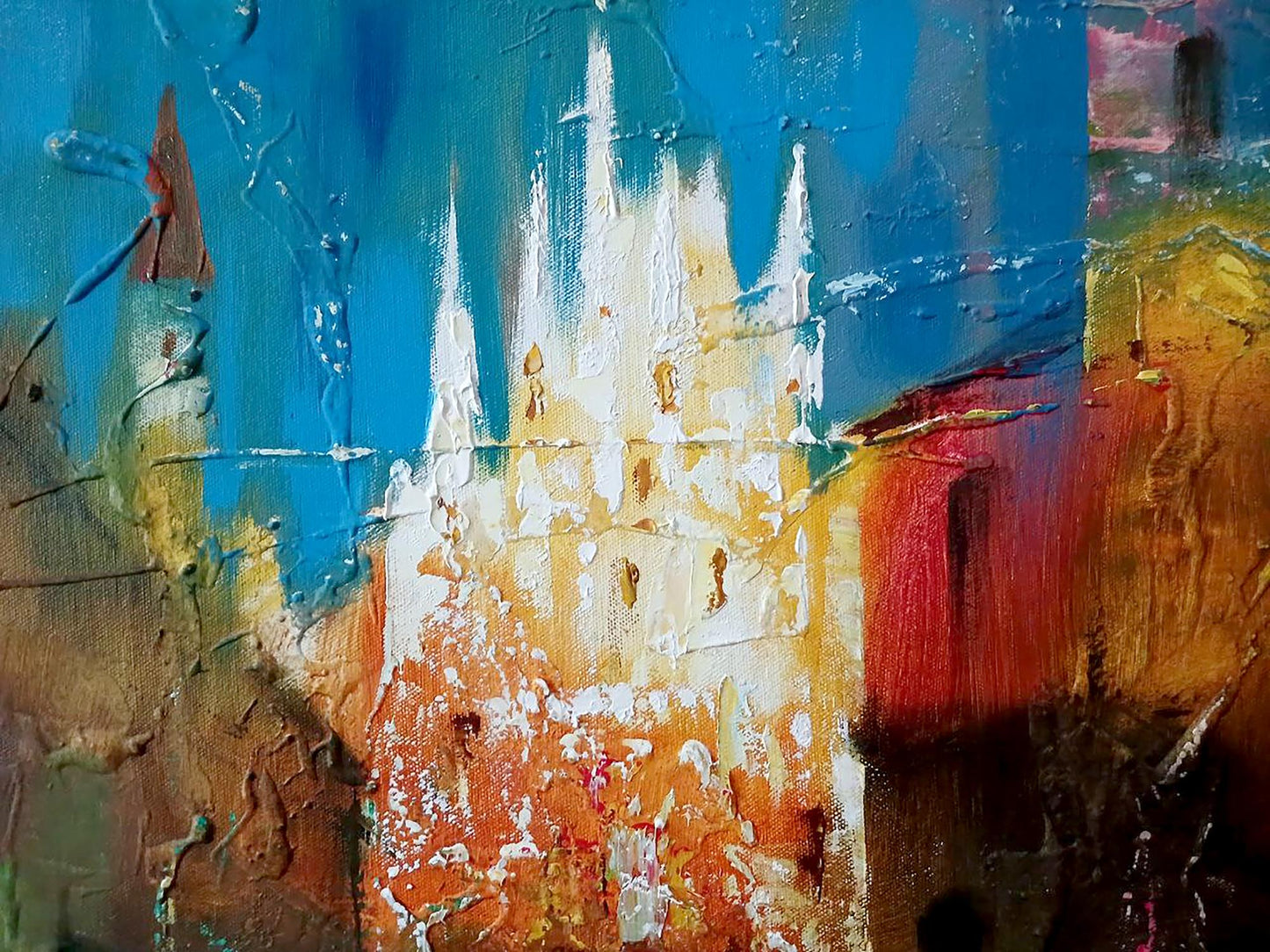 Abstract oil painting Night city lights Anatoly Tarabanov