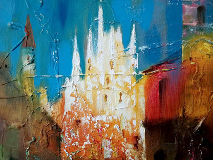 Abstract oil painting Night city lights Anatoly Tarabanov