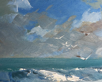 OIl painting Seagulls on the seashore Yuriy Suprunchuk