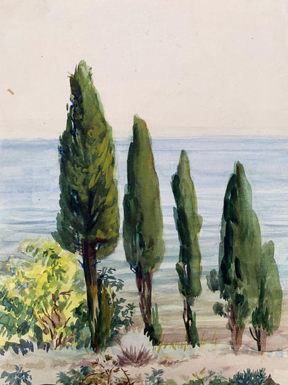 Watercolor painting Holidays at the resort Unknown artist