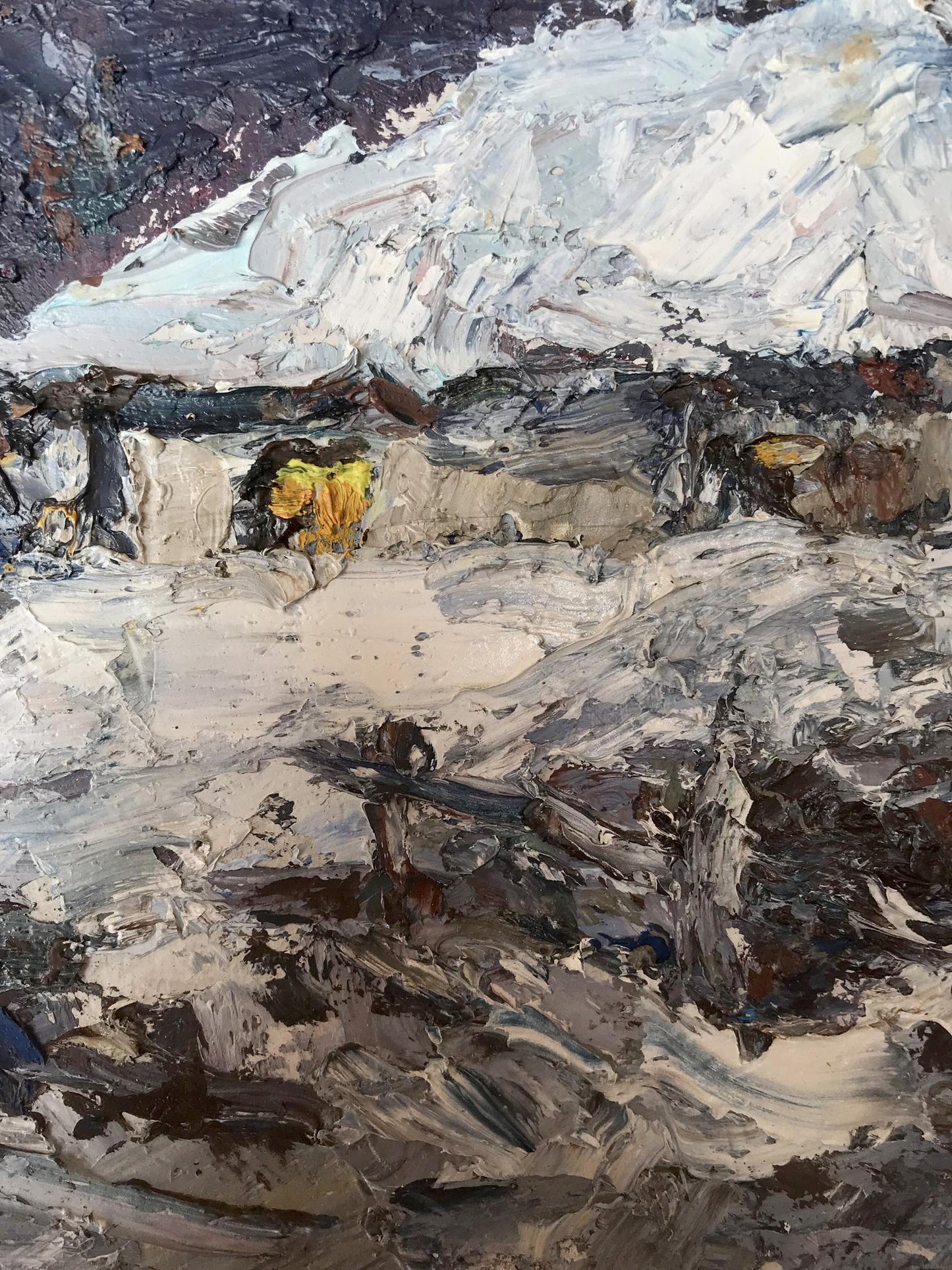"Winter Night in the Village" is depicted in oil by Alexander Cherednichenko