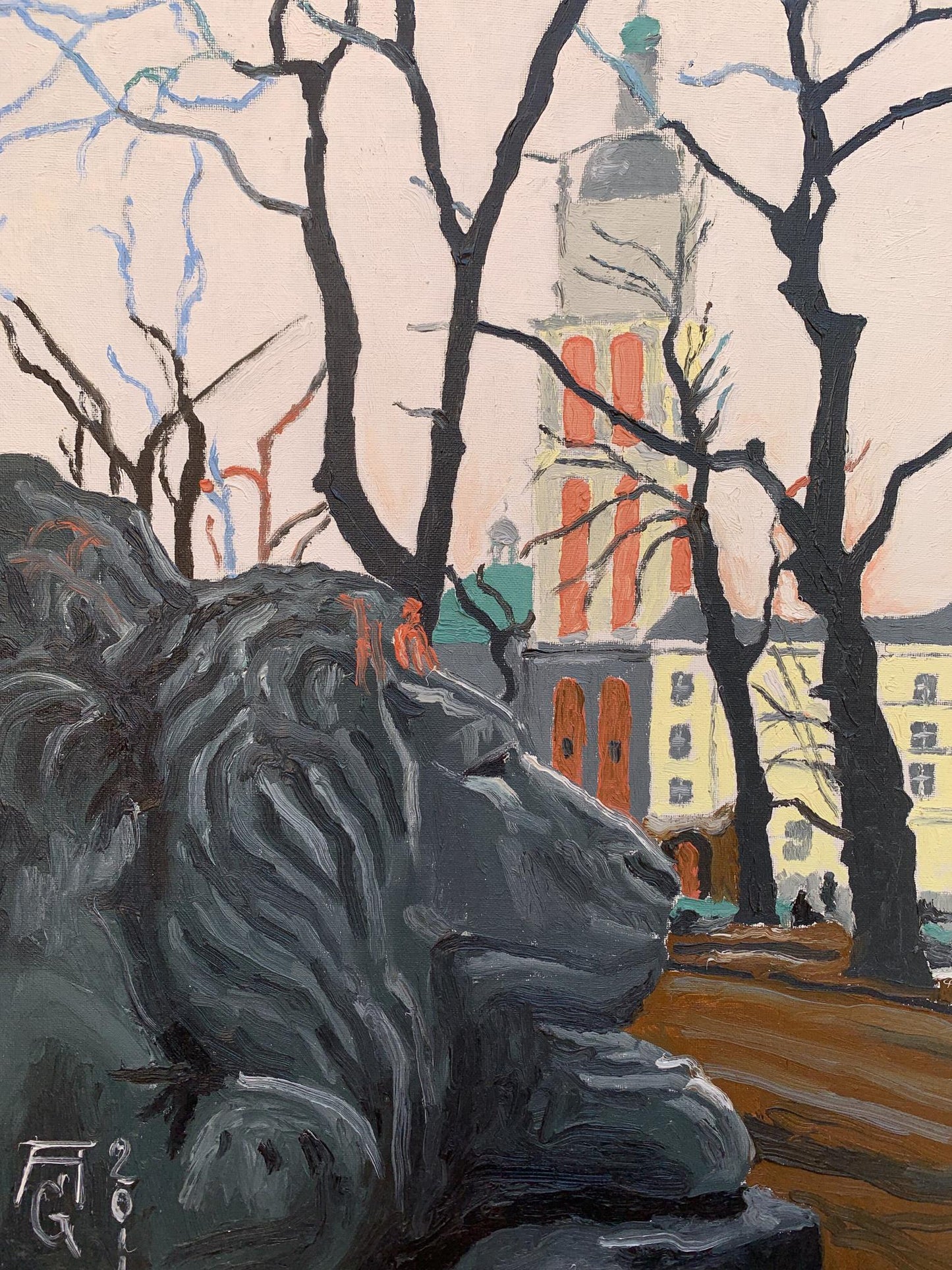 Oil painting Town Square Oleksandr Gukalov