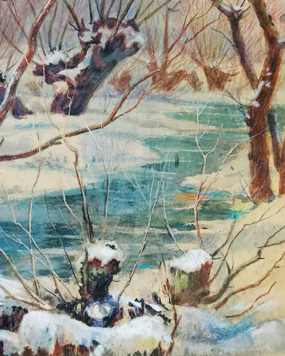 Oil painting Frozen river Anatolii Duhnevich