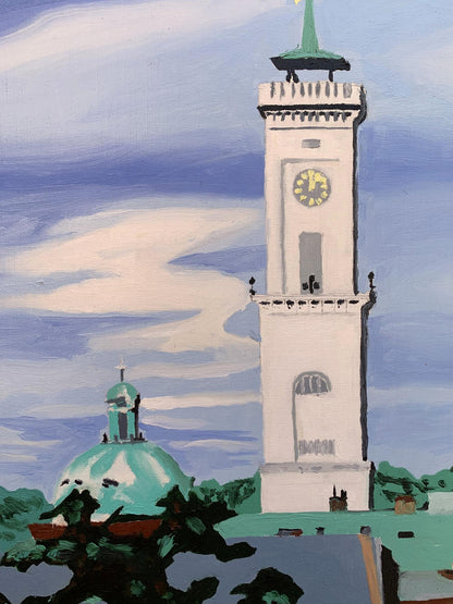 Oil painting City Tower Oleksandr Gukalov