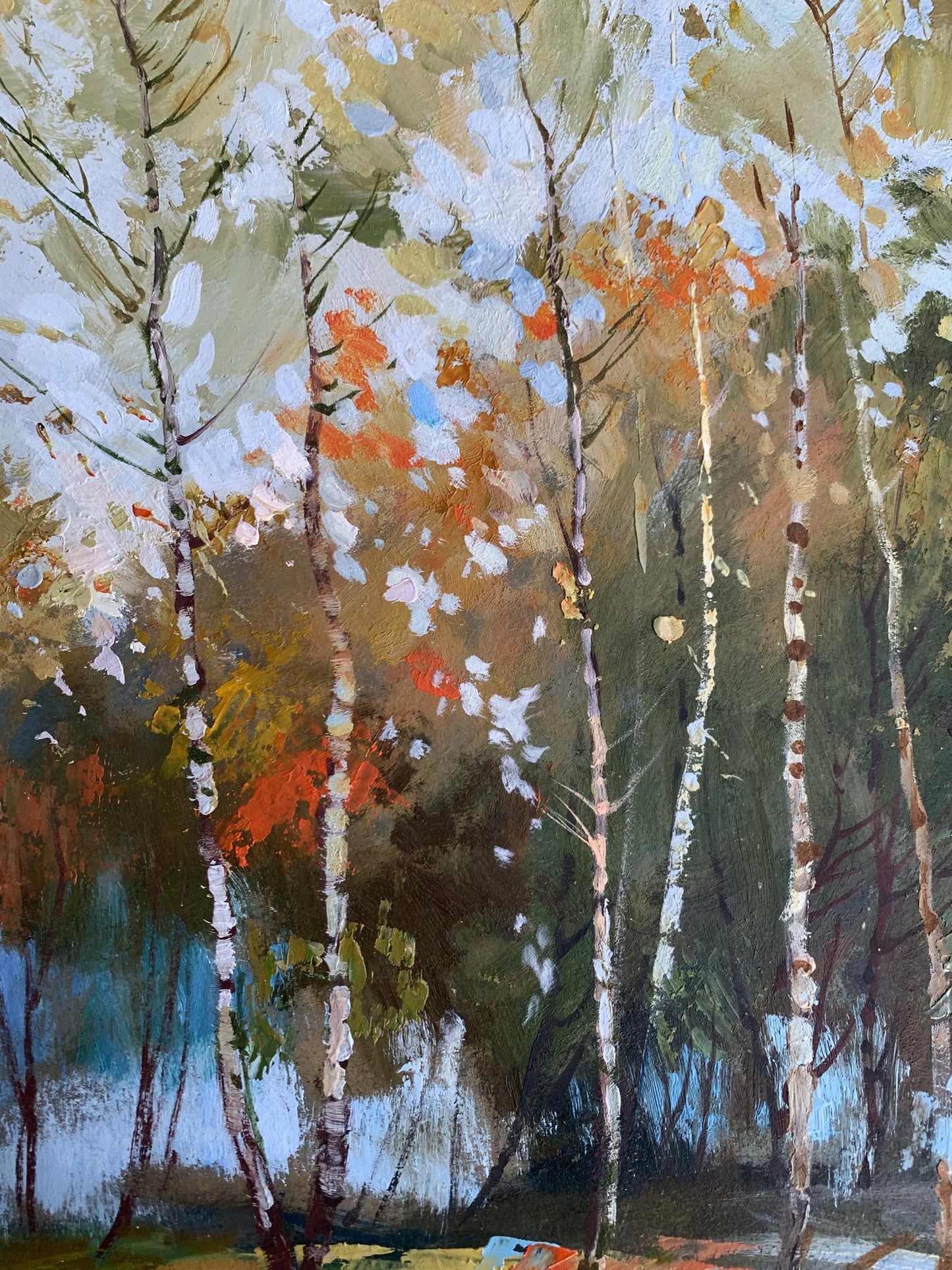 OIl painting Birch autumn forest Yuriy Suprunchuk